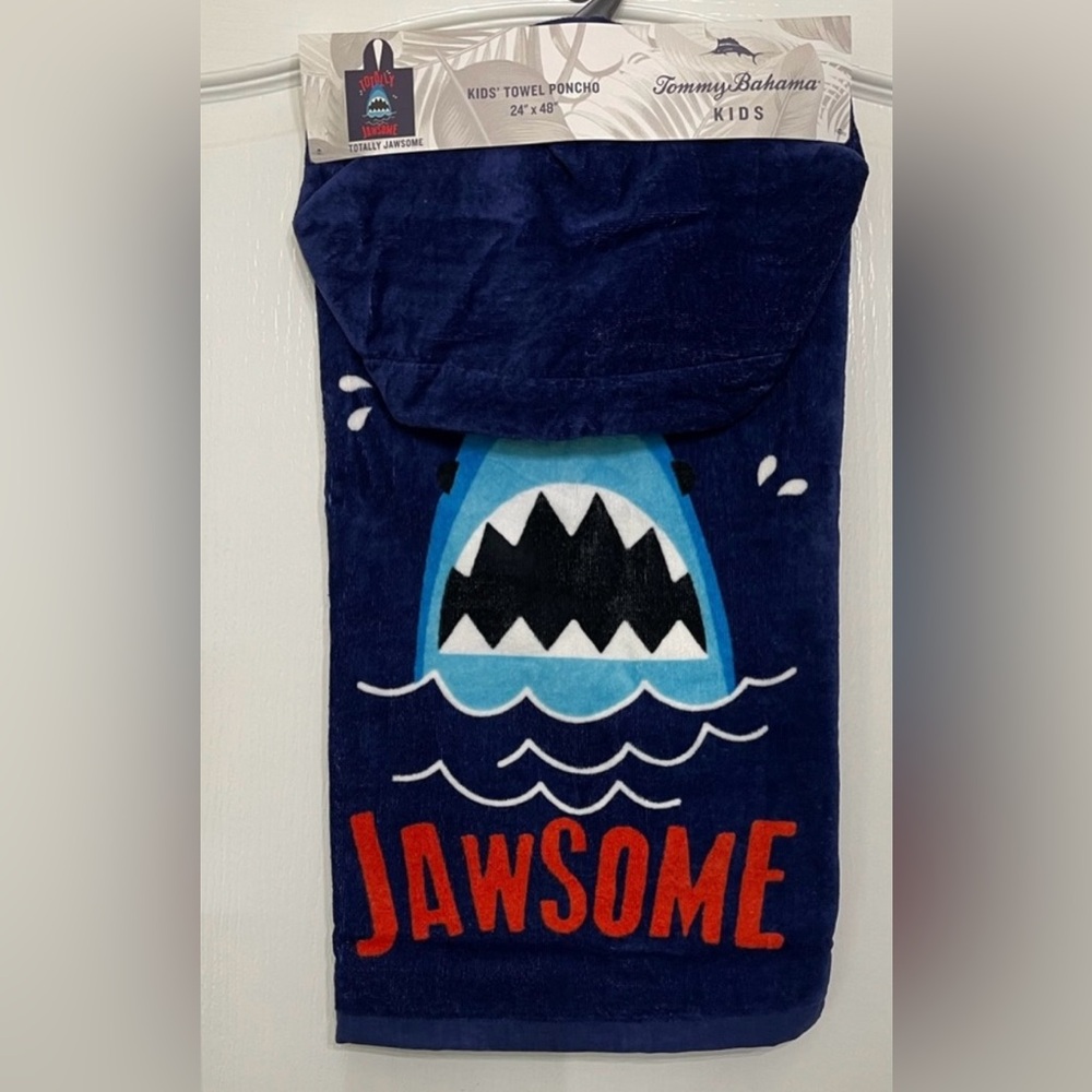 Tommy Bahama Totally Jawesome Kids Hooded Towel Poncho, 24 X 48, New with Tags